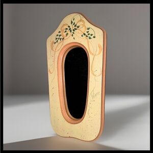 Hand-Painted Peach & Cream Mirror by Wimmer | Cottagecore Wall Decor | Vintage